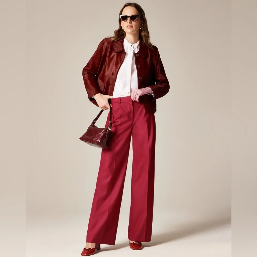 J Crew Relaxed-fit pleated pant in wool blend CP748